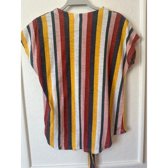 Bobbie Brooks Stripped Button Up Tie-Front Top Size S - Picture 2 of 3